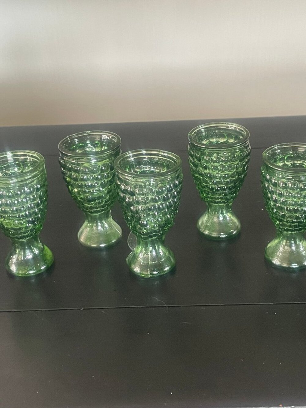 green apertif / egg glasses, set of 5